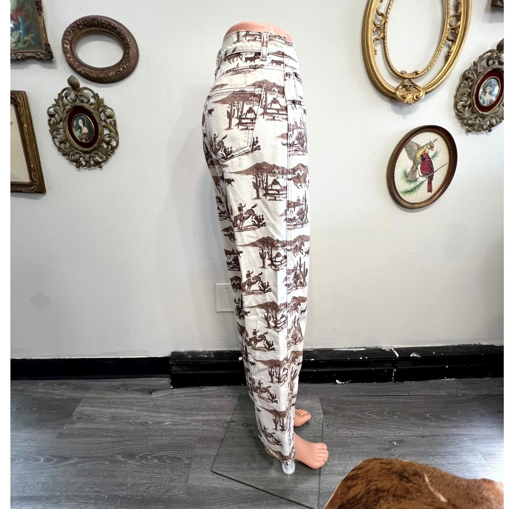 Reformation Jeans "Desert Sand" Cowboy Print High-Rise Straight Jeans 25 - Picture 2 of 8